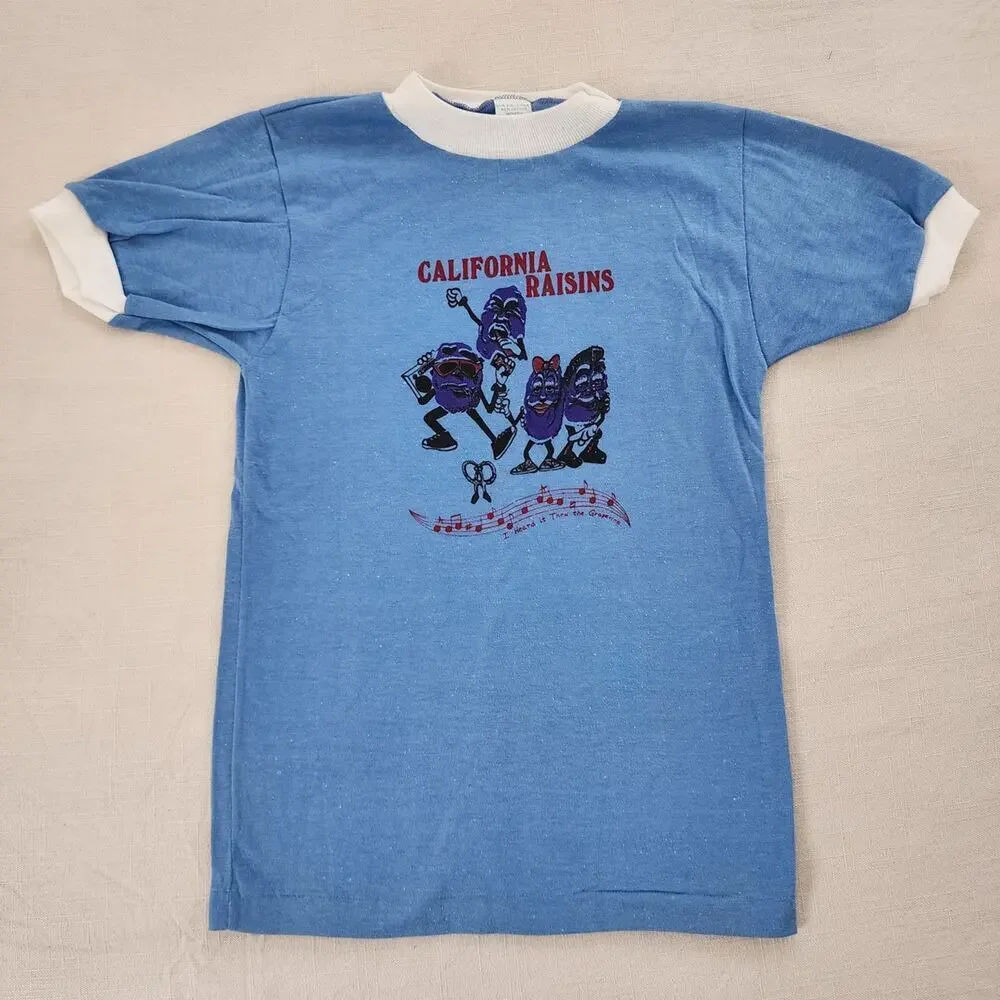 Vintage California Raisins Ringer Tee kids 8/10 - Picture 2 of 5